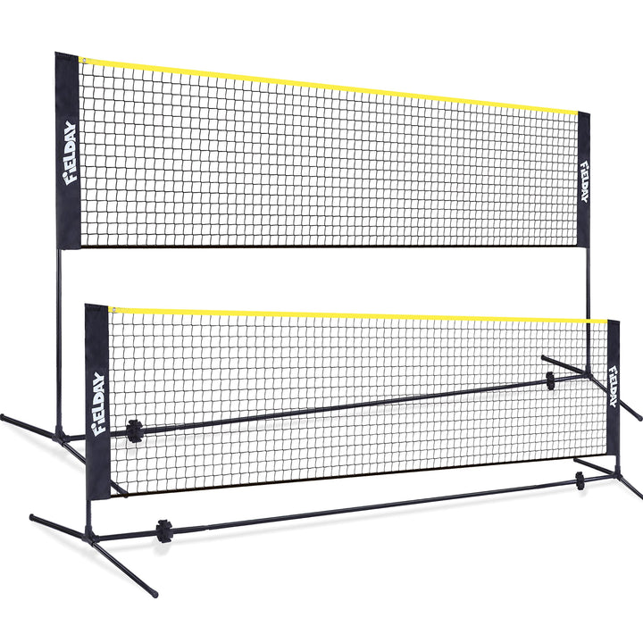Badminton Pickleball Net, 17 Ft Adjustable Portable Net for Junior Tennis, Kids Volleyball & Soccer Tennis, and Backyard Games - Easy Setup Sports Net with Poles (17 ft)