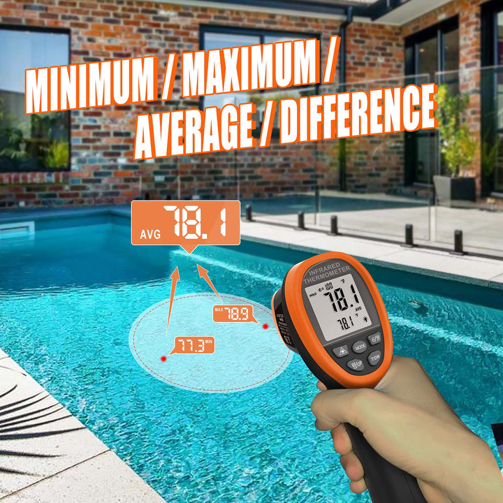 BT-1500 Pyrometer 30:1 Industrial Laser Thermometer Gun, -58 to 2732 Non Contact High Temp Infrared Thermometer Digital IR Temperature Gauge Orange(NOT for Human Temp Test)