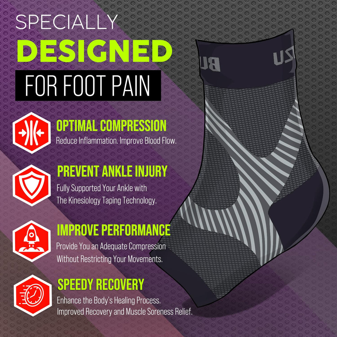 Compression Socks for Plantar Fasciitis, Achilles Tendonitis Relief. Ankle Compression Sleeve for Heel Spurs, Foot Swelling, Fatigue & Sprain. Arch Support Brace for Sports, Gym Orange S-M