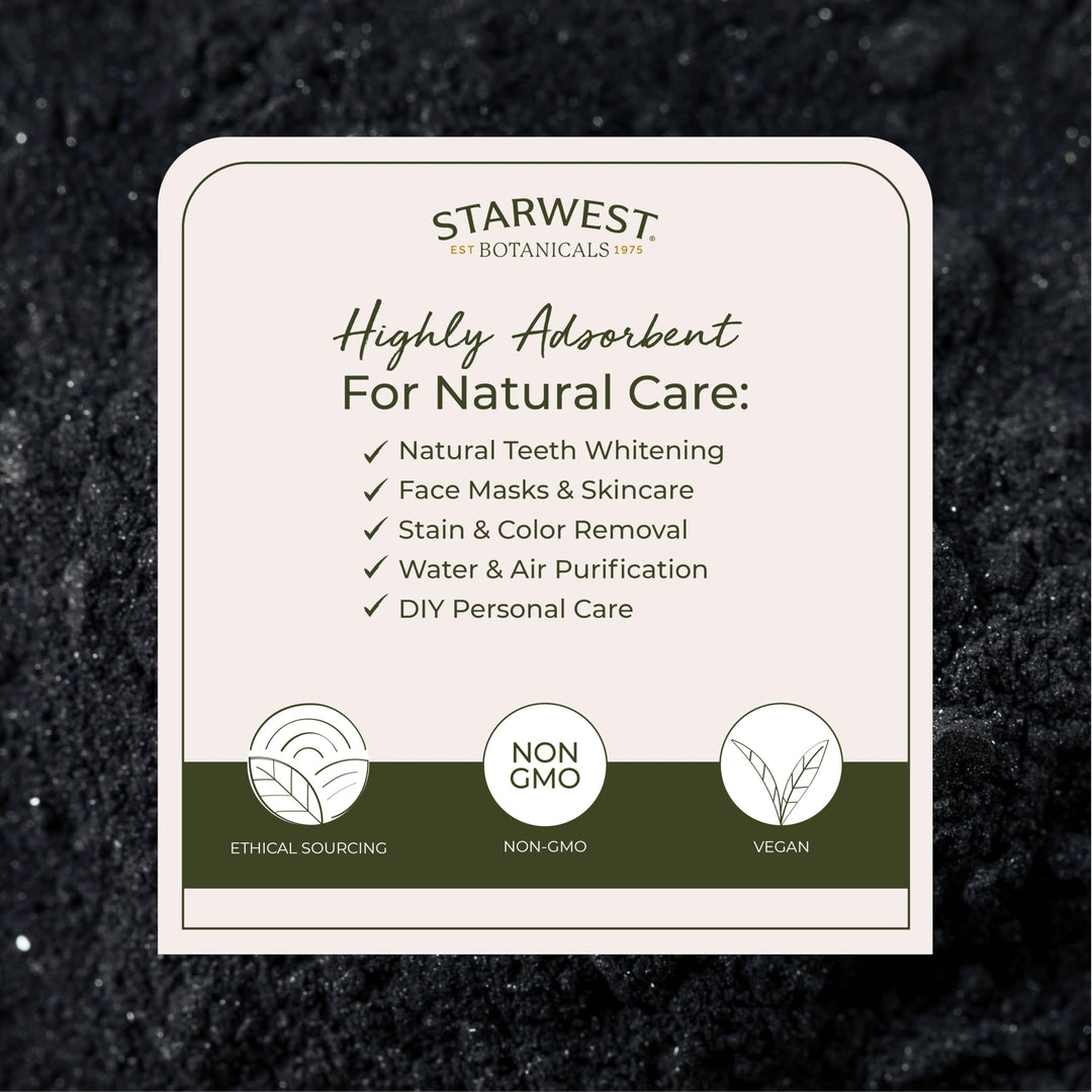 Activated Hardwood Charcoal Powder - Use for Teeth Whitening, Face Masks, Skin Care, & Cleaning, Food Grade as a Processing Aid, Certified Kosher, Non-GMO - Bulk 1 lb Bag