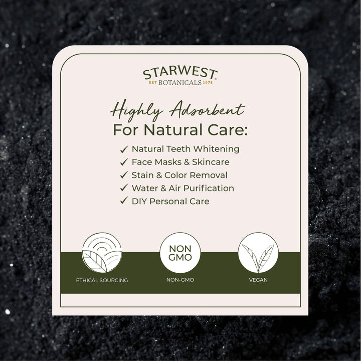 Activated Hardwood Charcoal Powder - Use for Teeth Whitening, Face Masks, Skin Care, & Cleaning, Food Grade as a Processing Aid, Certified Kosher, Non-GMO - Bulk 1 lb Bag