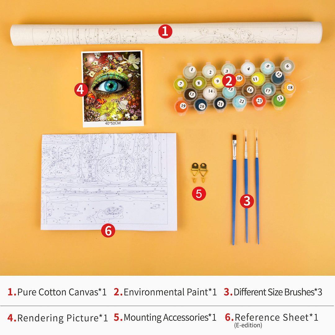 DIY Paint by Number for Adult, Color Eye Paint by Numbers, Flowers and Butterfly Paint by Numbers Kits on Canvas with Paint Brushes and Acrylic Pigment, 16X20 Inch Paint by Numbers for Beginner Kids