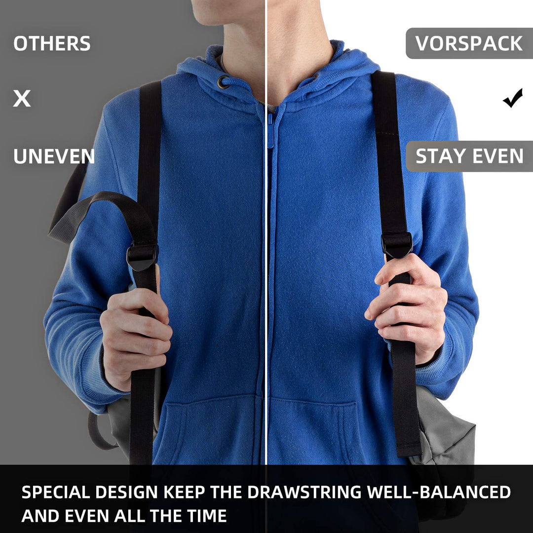 Drawstring Backpack Water Resistant String Bag Cinch Bag Sports Gym Sack with Side Pocket for Men Women - Black