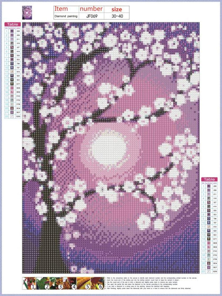 5D Square Diamond Painting Large Full Drill Cherry Blossoms Diamond Art DIY Rhinestone Embroidery Cross Stitch Kits Supply Arts Craft Canvas Wall Decor Number Stickers Home Decor 12x16 inches