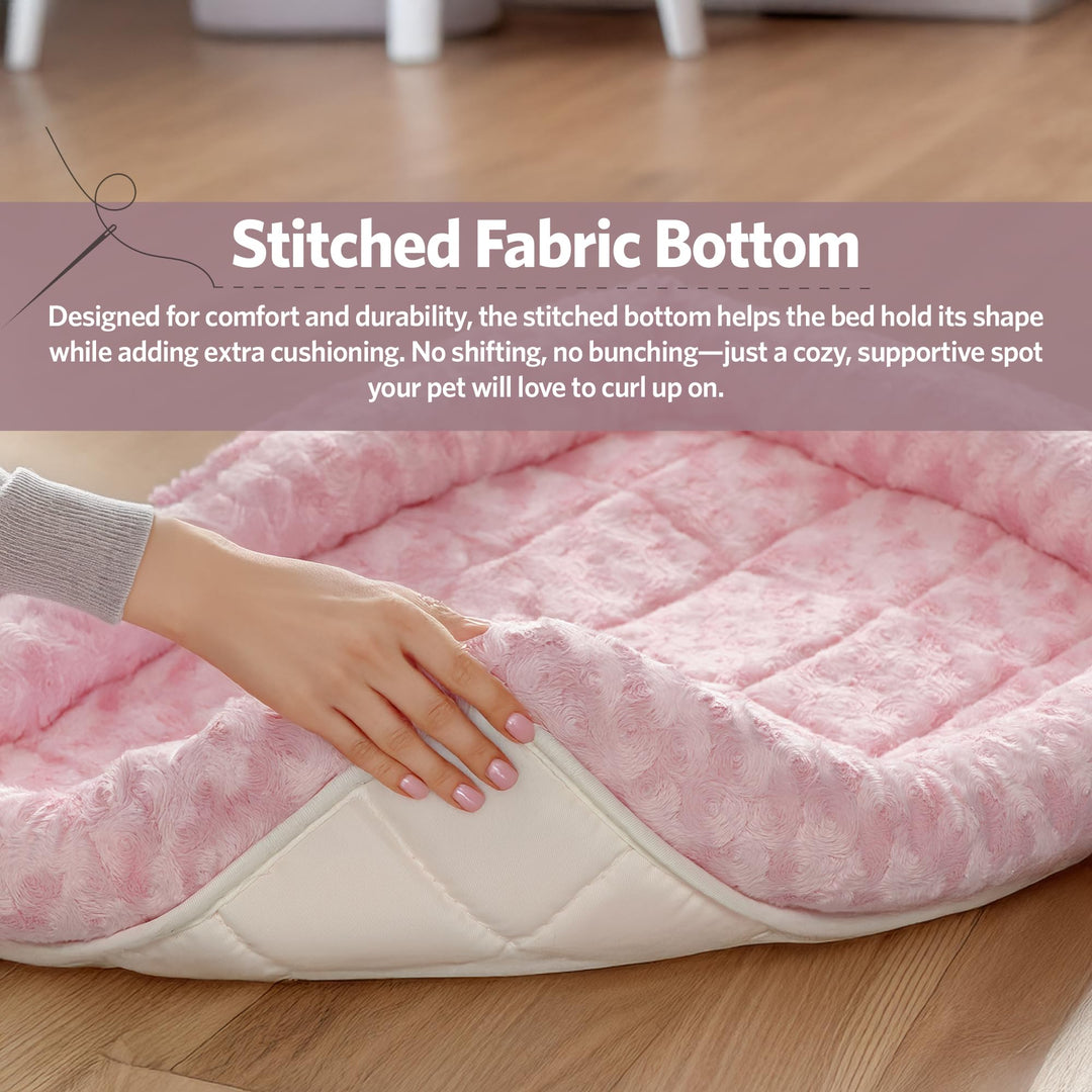 Bolster Dog Bed 30L- Inch Pink Dog Bed or Cat Bed w/Comfortable Bolster | Ideal for Medium Dog Breeds & Fits a 30-Inch Dog Crate | Easy Maintenance Machine Wash & Dry