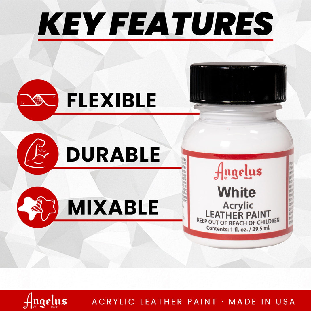 Acrylic Leather Paint, White, 1 oz
