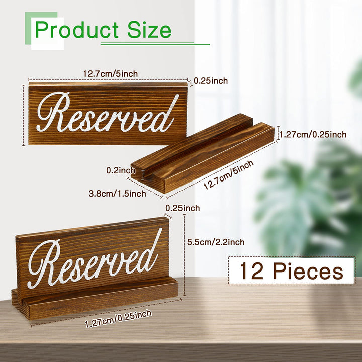 12 Pieces Wooden Table Reserved Signs Rustic Style Wood Sign Wedding Seating Signs for Wedding Restaurant Receptions Supplies