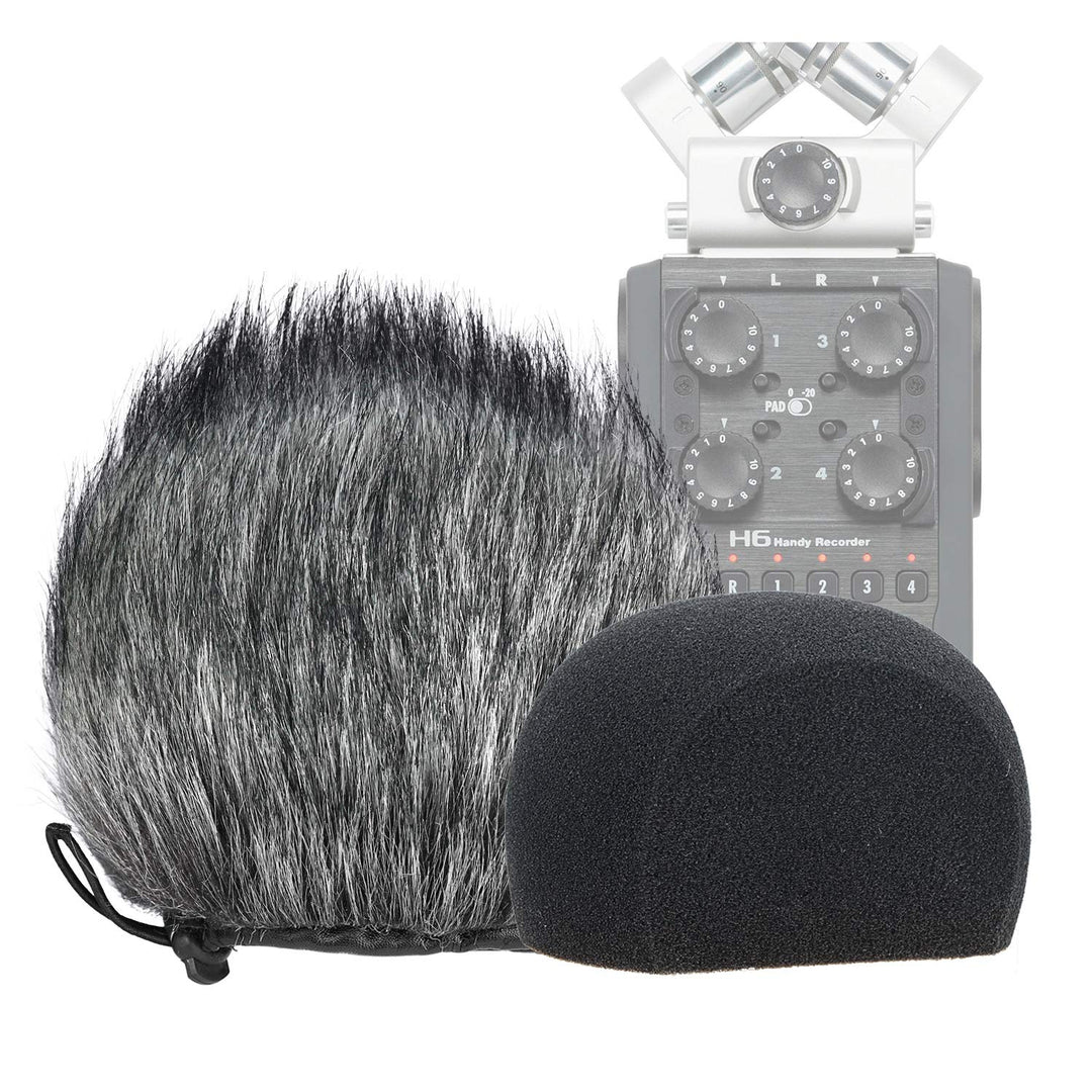 H6 Windscreen Muff and Foam for Zoom H6 Portable Handy Recorder Indoor Outdoor Microphone Windscreen (2 Pack)