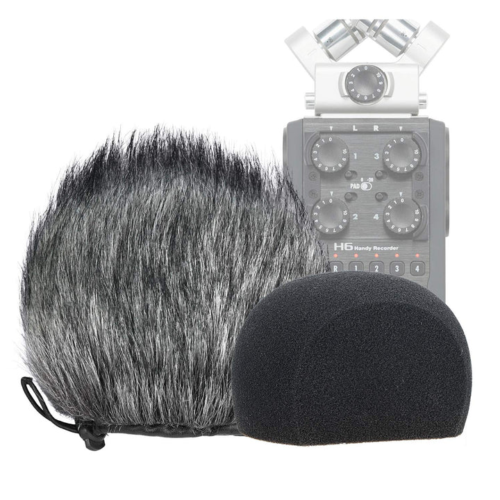H6 Windscreen Muff and Foam for Zoom H6 Portable Handy Recorder Indoor Outdoor Microphone Windscreen (2 Pack)