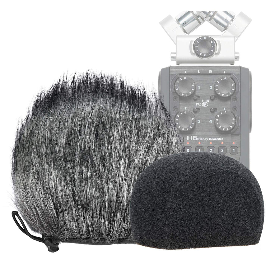 H6 Windscreen Muff and Foam for Zoom H6 Portable Handy Recorder Indoor Outdoor Microphone Windscreen (2 Pack)
