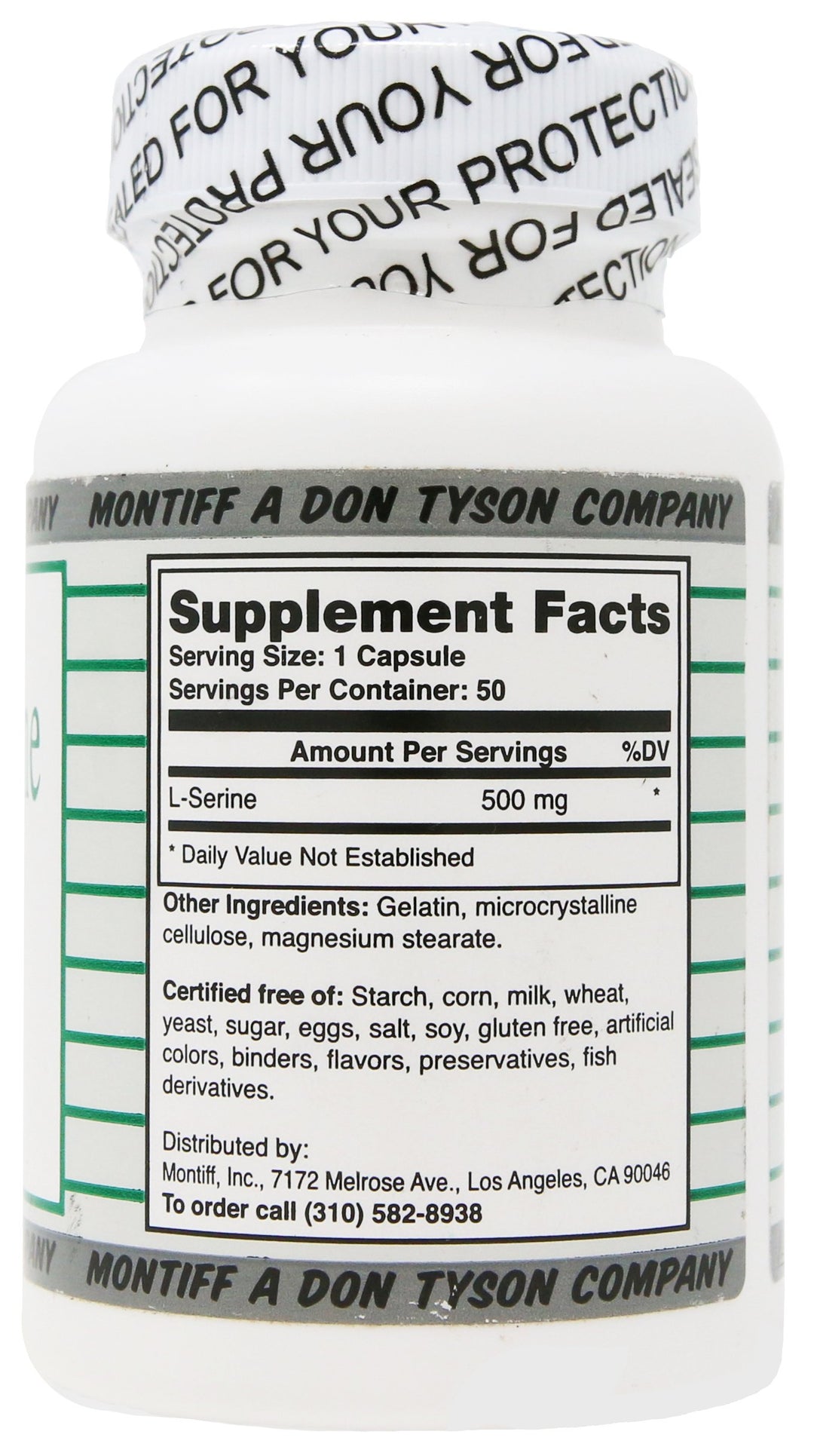 Pure L Serine 500 mg 50 Count