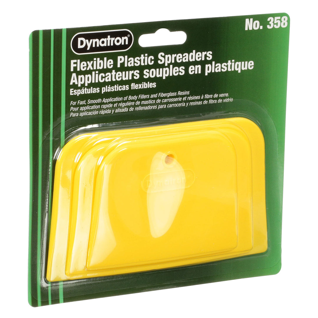 Dynatron, 358, 1 Pack of 3 Spreaders, 4”, 5” and 6”, Used for Spreading of Fillers, Caulks, Glazes and Putties