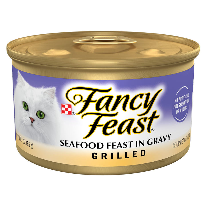 Purina Grilled Wet Cat Food Seafood Feast in Wet Cat Food Gravy - (Pack of 24) 3 oz. Cans