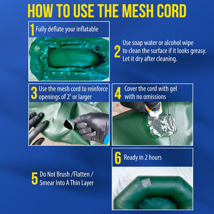 Heavy Duty Repair Kit for Air Mattresses, Waterbeds, Hot Tubs, Above-Ground Pools, Bouncy Houses, Air Mats, PVC Pipes & Hoses, Punching Bags, and Much More (+ Reinforcing Mesh Cord)