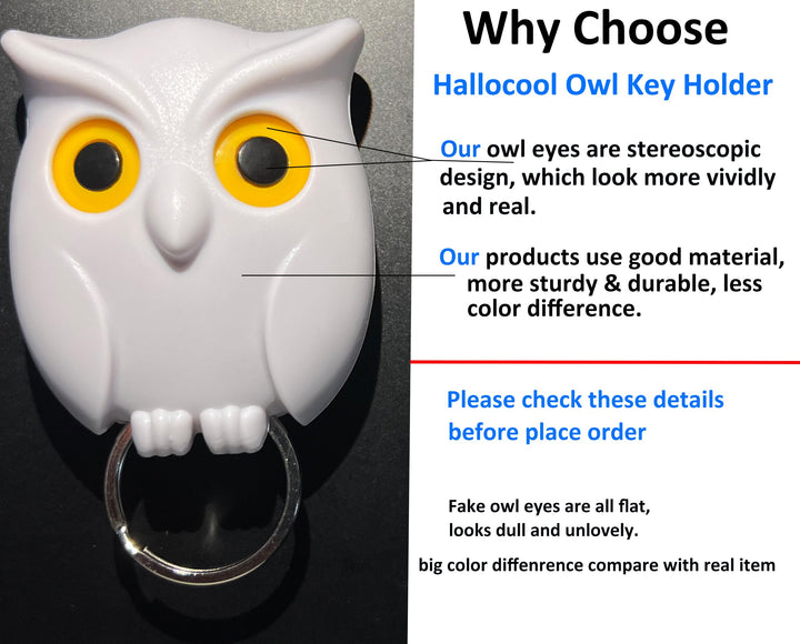 3PCS Owl Key Holder Cute Owl Key Holder Automatic Open Close Eyes Magnetic Night Owl Keying Holder Wall Mounted Owl Key Hooks with Wall Self-Adhesive Tape