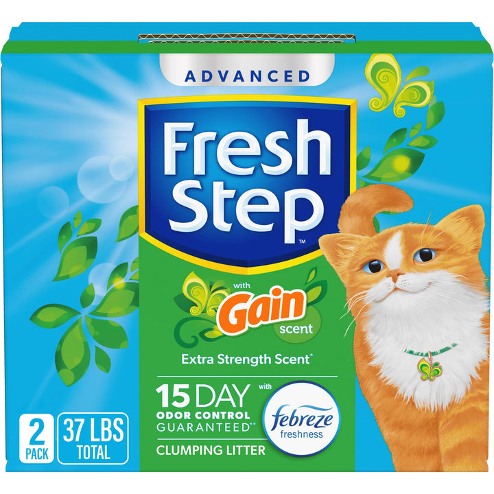 Advanced Clumping Litter with Febreze Freshness with Gain Scent, Fights Odor on Contact, 37 lbs. (2 x 18.5 lb. Box) (Package May Vary)