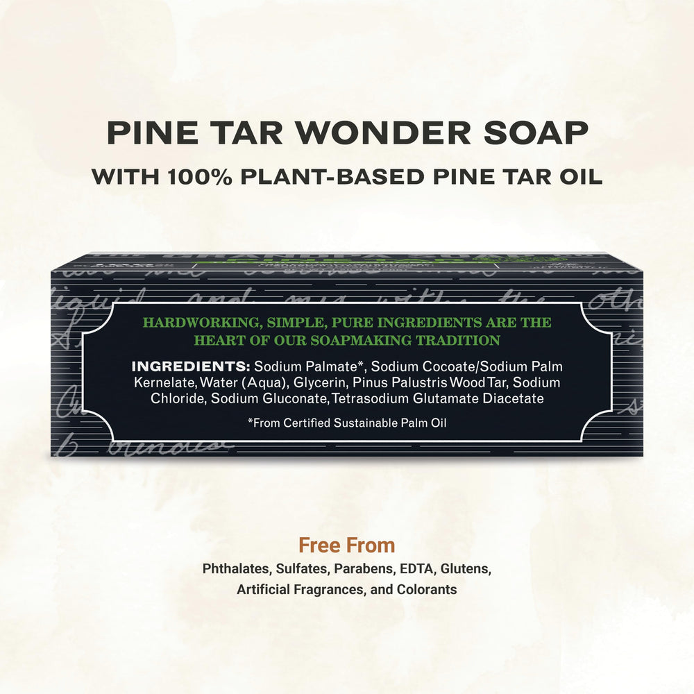 Pine Tar Bar Soap for Men- Made With 100% Plant-Based Pine Tar Oil, 3 in 1 Cleanser Deodorizer and Moisturizer, Dermatologist Tested, Safe for Sensitive Skin, 3.25 Oz, 6 Pack