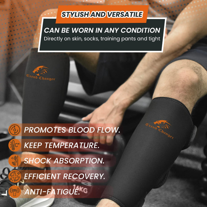 Weightlifting Shin Guards/Calf Support Brace 5mm-7mm Thick Neoprene for EasyWear-Deadlift Shin Guards,Box Jump,Crossfit Adjustable Shin Splint Compression Calf Wrap for Men Women (Pair)