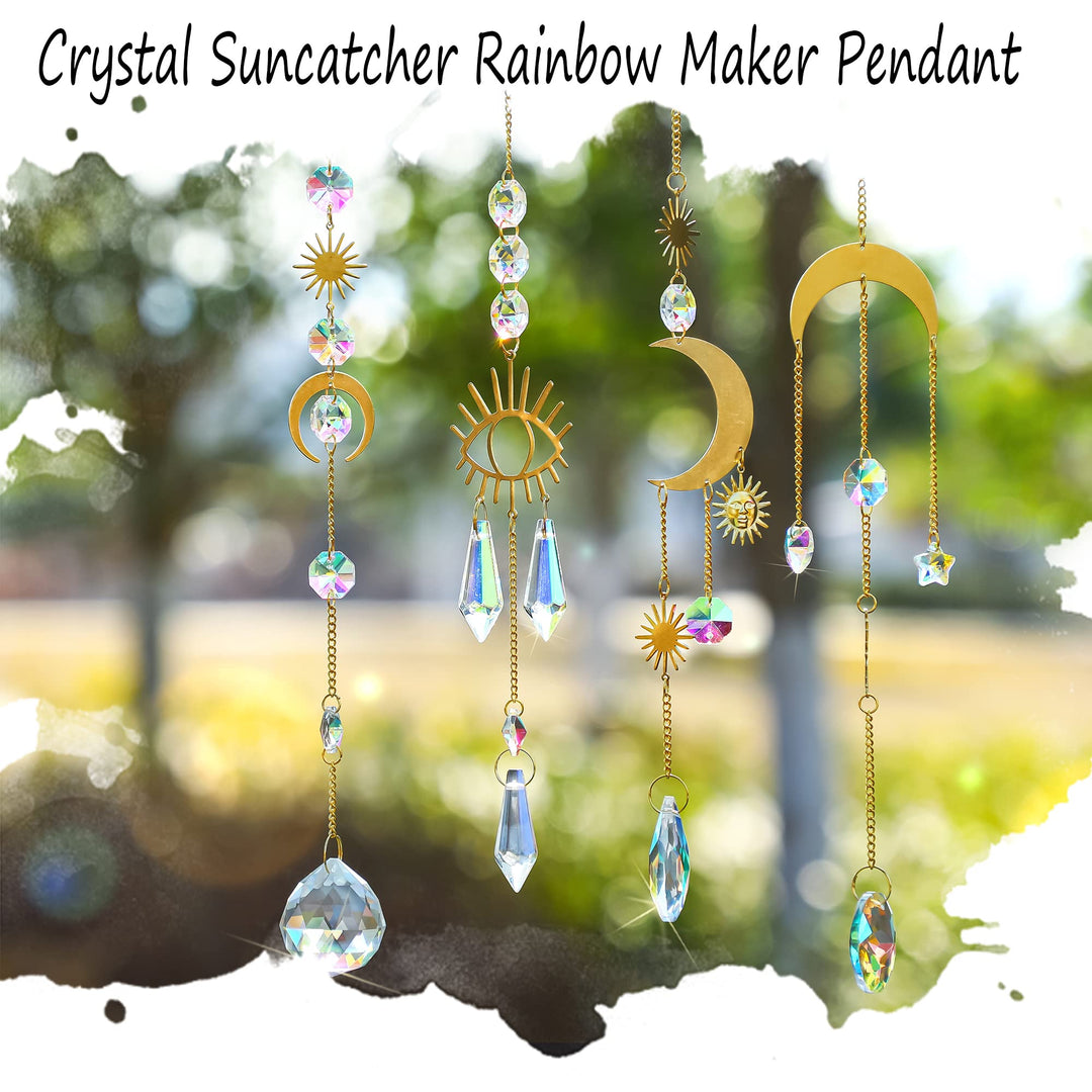 H&D HYALINE & DORA Crystal Suncatcher Rainbow Maker Evil Eye Pendant Glass Prisms Ornament Decor for Window Home Garden, Pack of 3