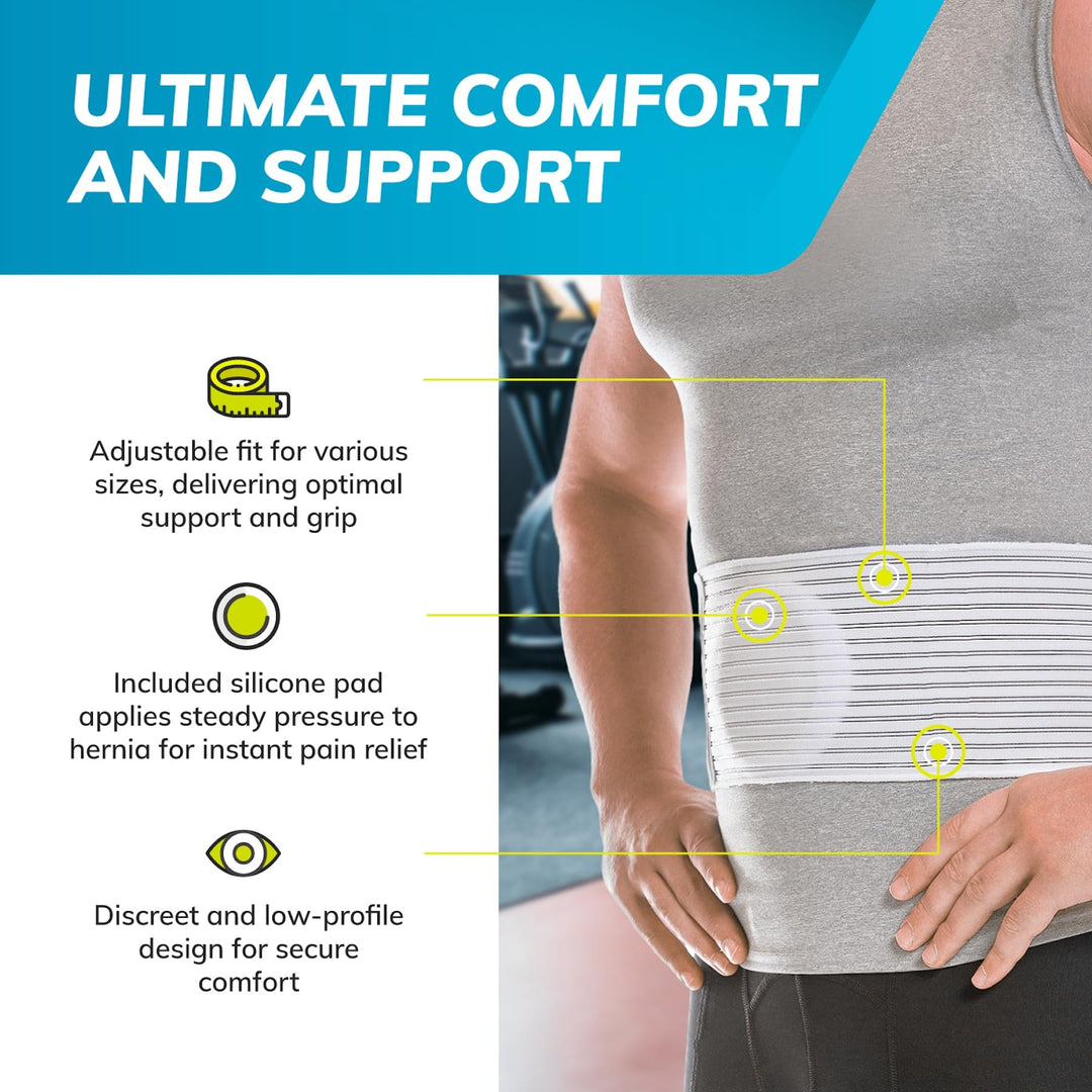 Hernia Belt for Men & Women | Stomach Truss Binder with Compression Support Pad for Abdominal, Umbilical, Navel & Belly Button Hernias (5, Large/X-Large)