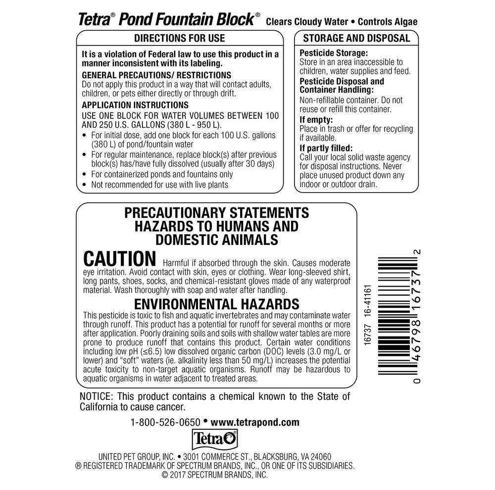 Pond Fountain Block 6 Count, Controls Algae Growth In Ornamental Fountains