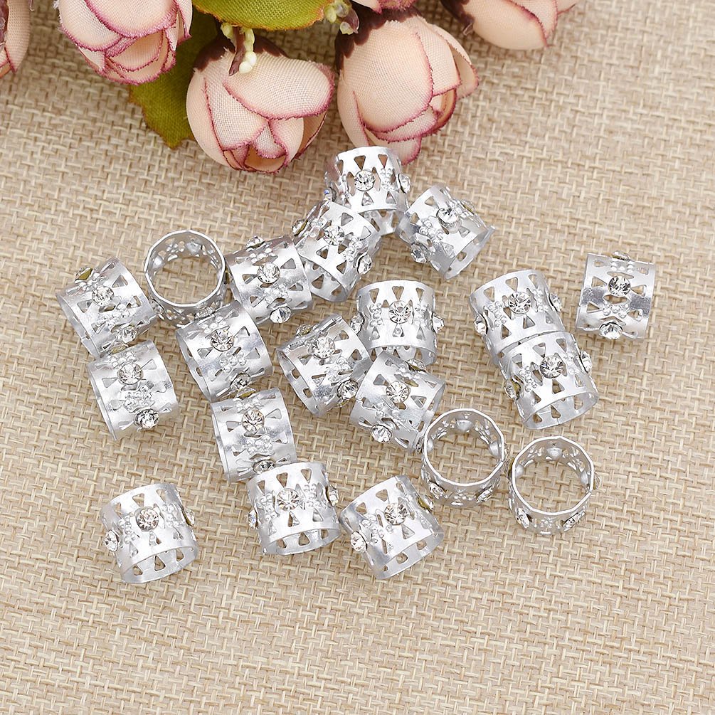 Women Dreadlocks Beads Rhinestone Hair Ring Decoration Braiding Hair Braid Cuff Clip