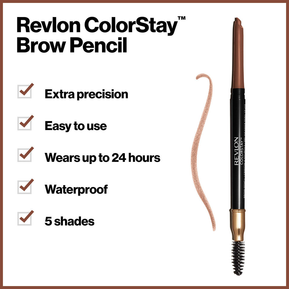 Revlon ColorStay Eyebrow Pencil with Spoolie Brush, Waterproof, Longwearing, Angled Tip Applicator for Perfect Brows, Auburn (215)
