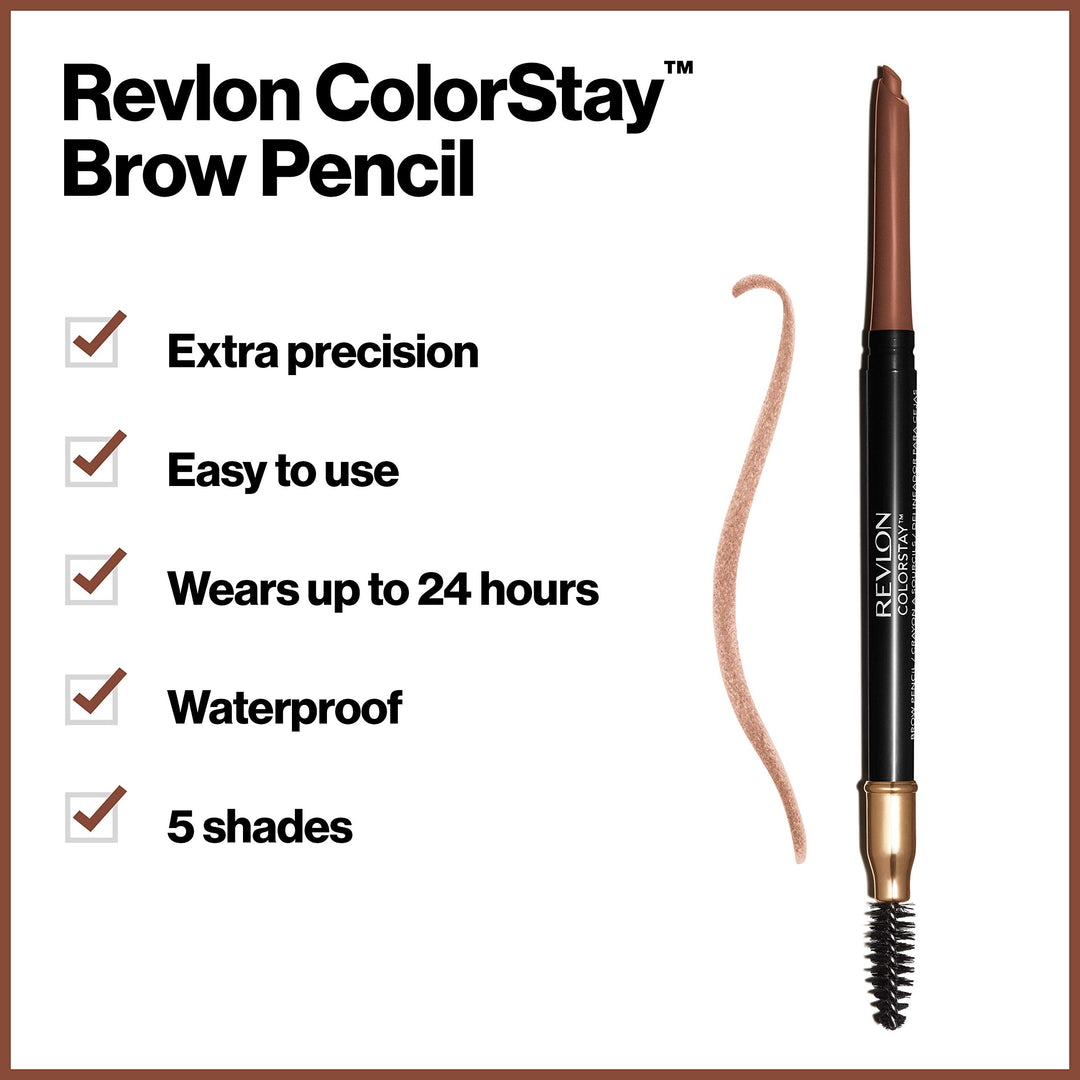 Revlon ColorStay Eyebrow Pencil with Spoolie Brush, Waterproof, Longwearing, Angled Tip Applicator for Perfect Brows, Auburn (215)