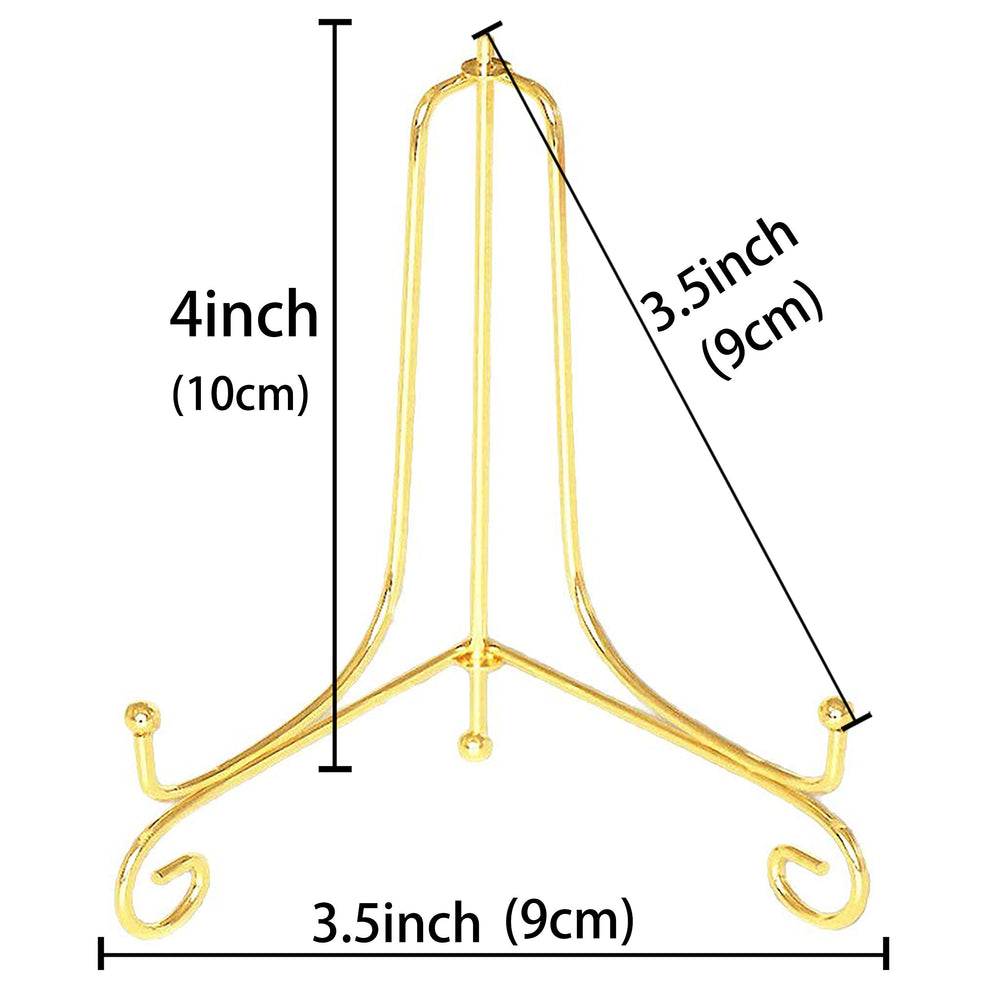 (2 pack 4 Iron Display Stand, Gold Small Iron Easel Plate Display Photo Holder Stand, Displays card,cookie, Decorative Plates,Artwork