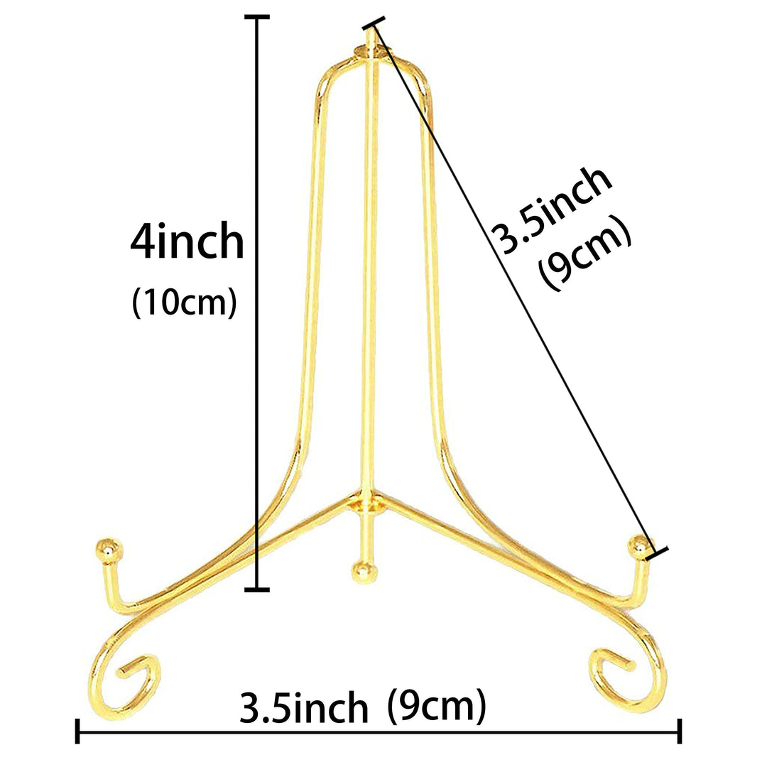 (2 pack 4 Iron Display Stand, Gold Small Iron Easel Plate Display Photo Holder Stand, Displays card,cookie, Decorative Plates,Artwork