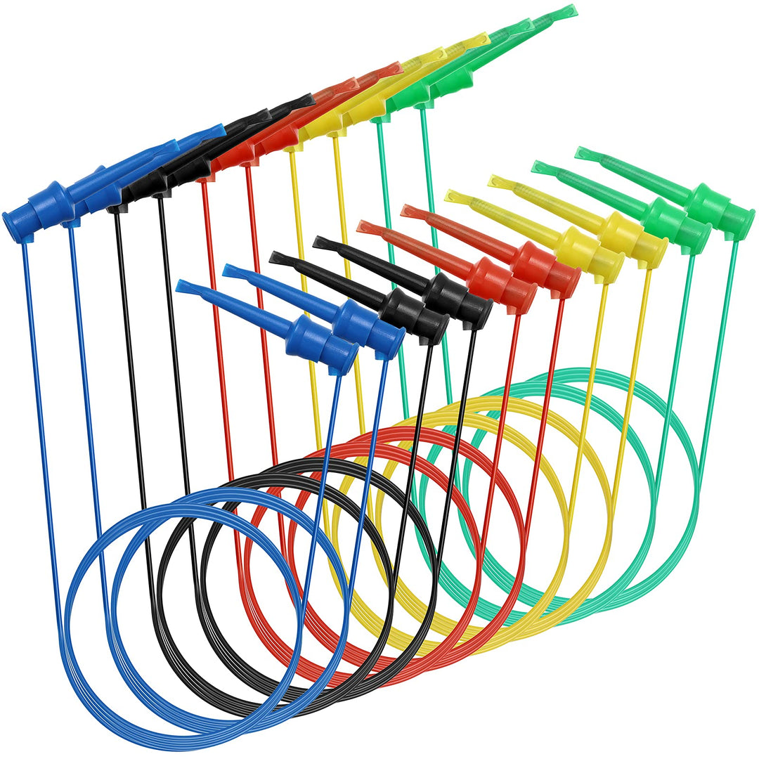 10 Pcs Multimeter Electrical Test Dual Lead Test Hook Clips - 5 Colors Silicone Flexible Test Cables for Electronic, Component, Testing Connecting