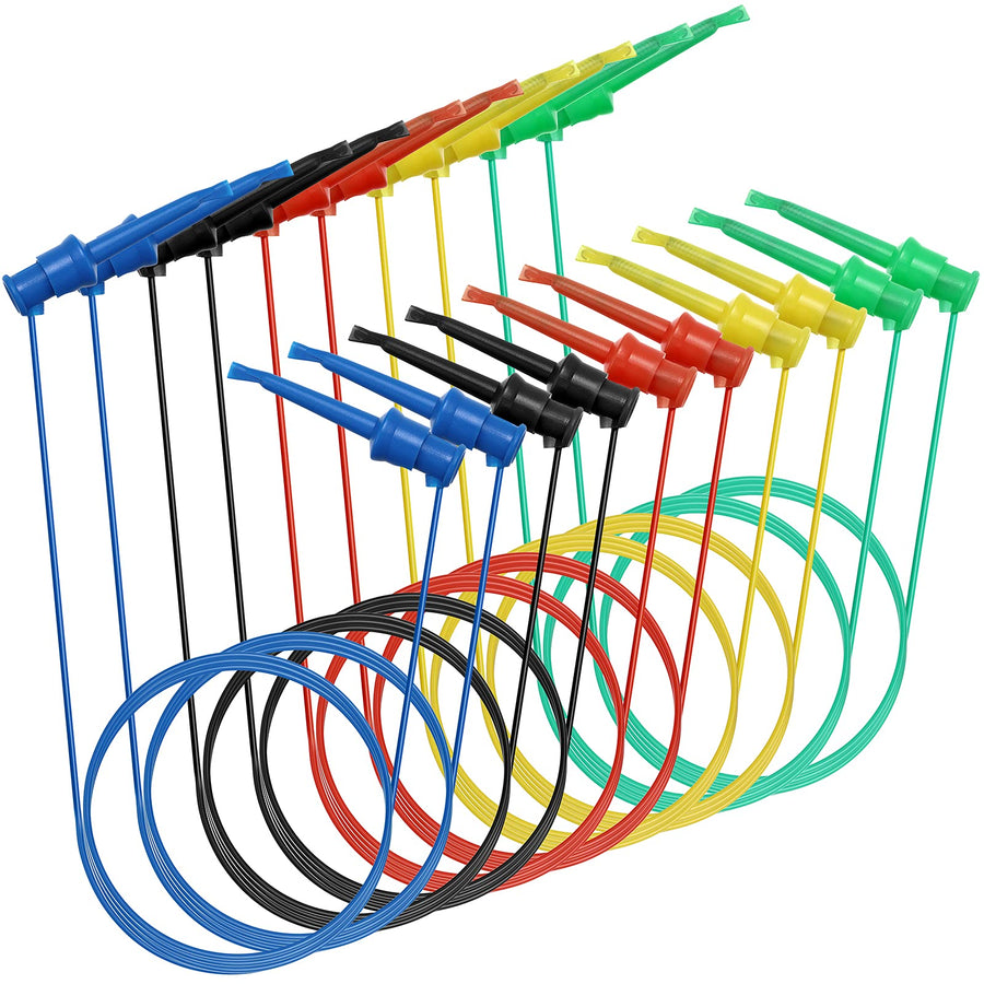 10 Pcs Multimeter Electrical Test Dual Lead Test Hook Clips - 5 Colors Silicone Flexible Test Cables for Electronic, Component, Testing Connecting