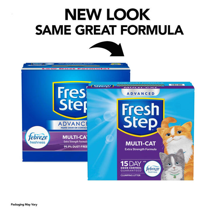 Advanced Multi Cat Clumping Litter with Febreze Freshness, Clumping Cat Litter Extra Strength Formula, 37 lbs. (2 x 18.5 lb. Box)