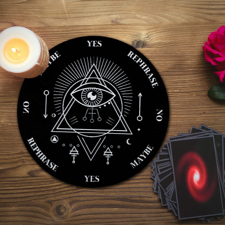Wooden Pendulum Board Dowsing Divination Pendulum Witchcraft Altar Supplies with Crystal Necklace and Wooden Pendulum Board Metaphysical Message Board Kit, 3.9 Inch(Black)