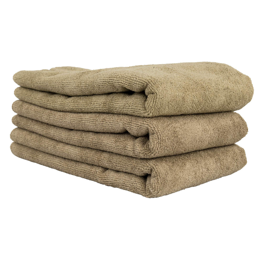 MIC36203 Workhorse XL Tan Professional Grade Microfiber Towel, Leather & Vinyl (Safe for Car Wash, Home Cleaning & Pet Drying Cloths) 24 x 16, Pack of 3