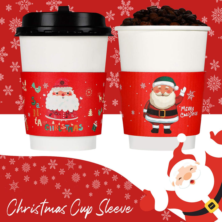 60 Pieces Christmas Cup Sleeve, Santa Stocking Reindeer Disposable Paper Coffee Cup Sleeves Hot and Cold Tea Cup Sleeves Christmas Decor for Coffee Shop, Coffee Bar and Office