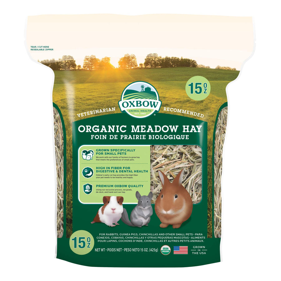 Animal Health Organic Meadow Rabbit Hay, Guinea Pig Hay, Small Pet Bunny Supplies, All Natural Grass for Guinea Pig, Bunny, Chinchilla & Hamster, Rabbit Supplies for Bunnies, 15 oz bag