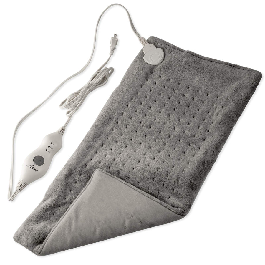 XL Heating Pad for Back Pain w/Auto Off | Ultra-Fast Heating | Extra Large Dry Electric Heat Therapy Wrap | Plush Hot Pad for Back, Neck, Shoulders, Abdomen, Arm, Legs, More (Grey)