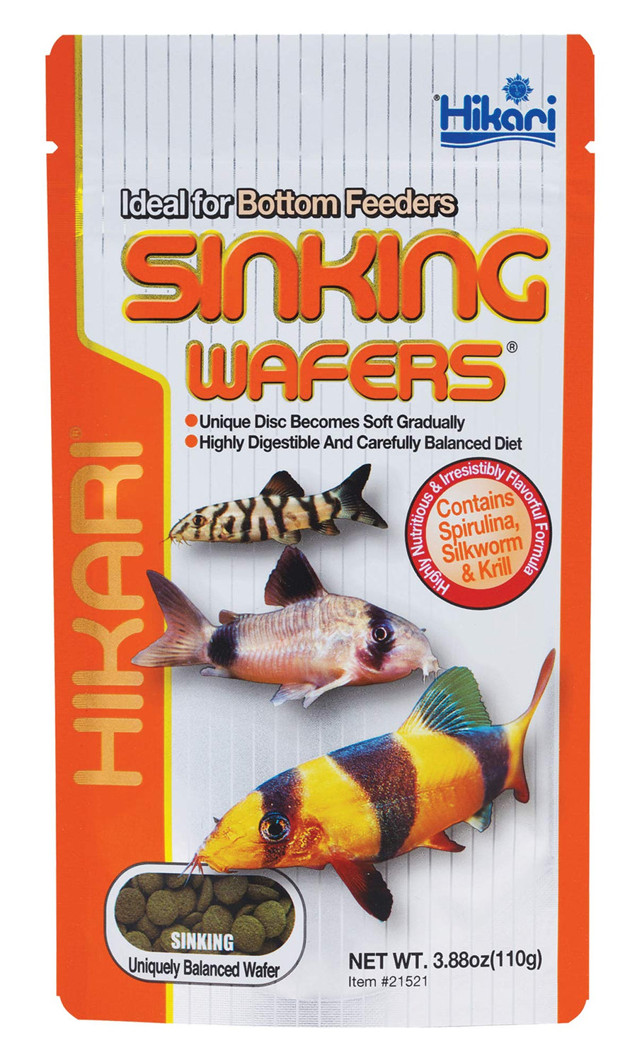 Tropical Sinking Wafers for Catfish, Loaches and Bottom Feeders 3.88 oz