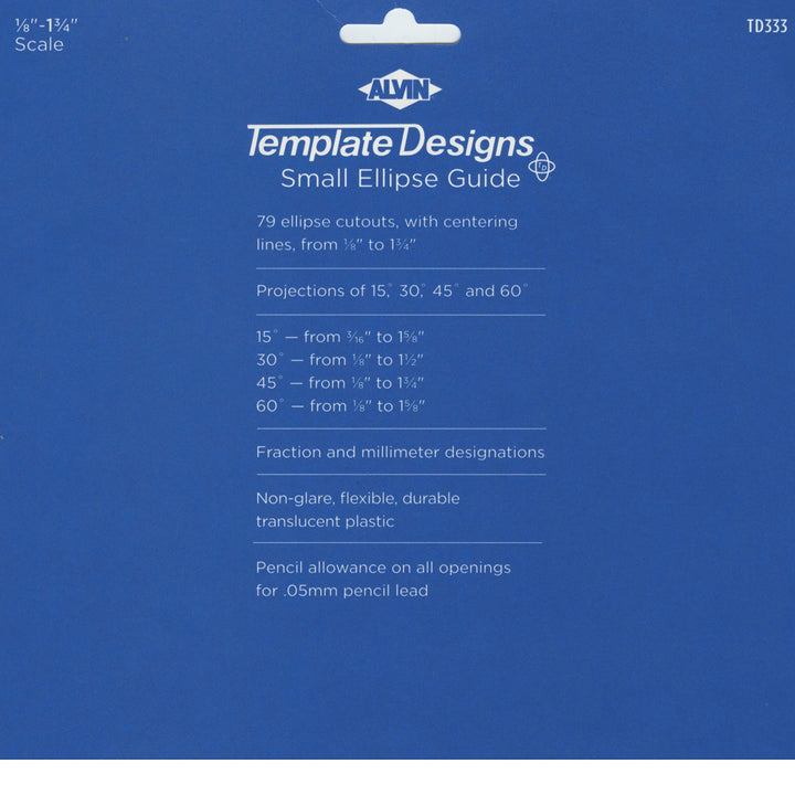 TD333, Multi-Purpose Small Ellipse Guide Template, Drawing and Drafting Tool - 79 Ellipses