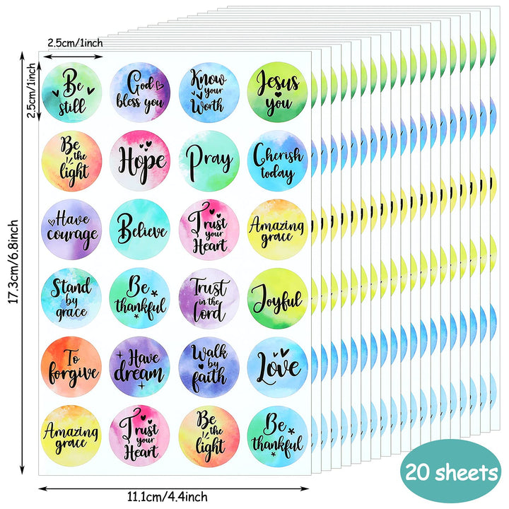 480 Pieces Inspirational Bible Verse Stickers Motivational Scripture Round bible stickers Faith Sticker Encouraging Decals for Prayer Laptop Phone Water Bottle Scrapbook (Stylish Styles) (Cute Styles)