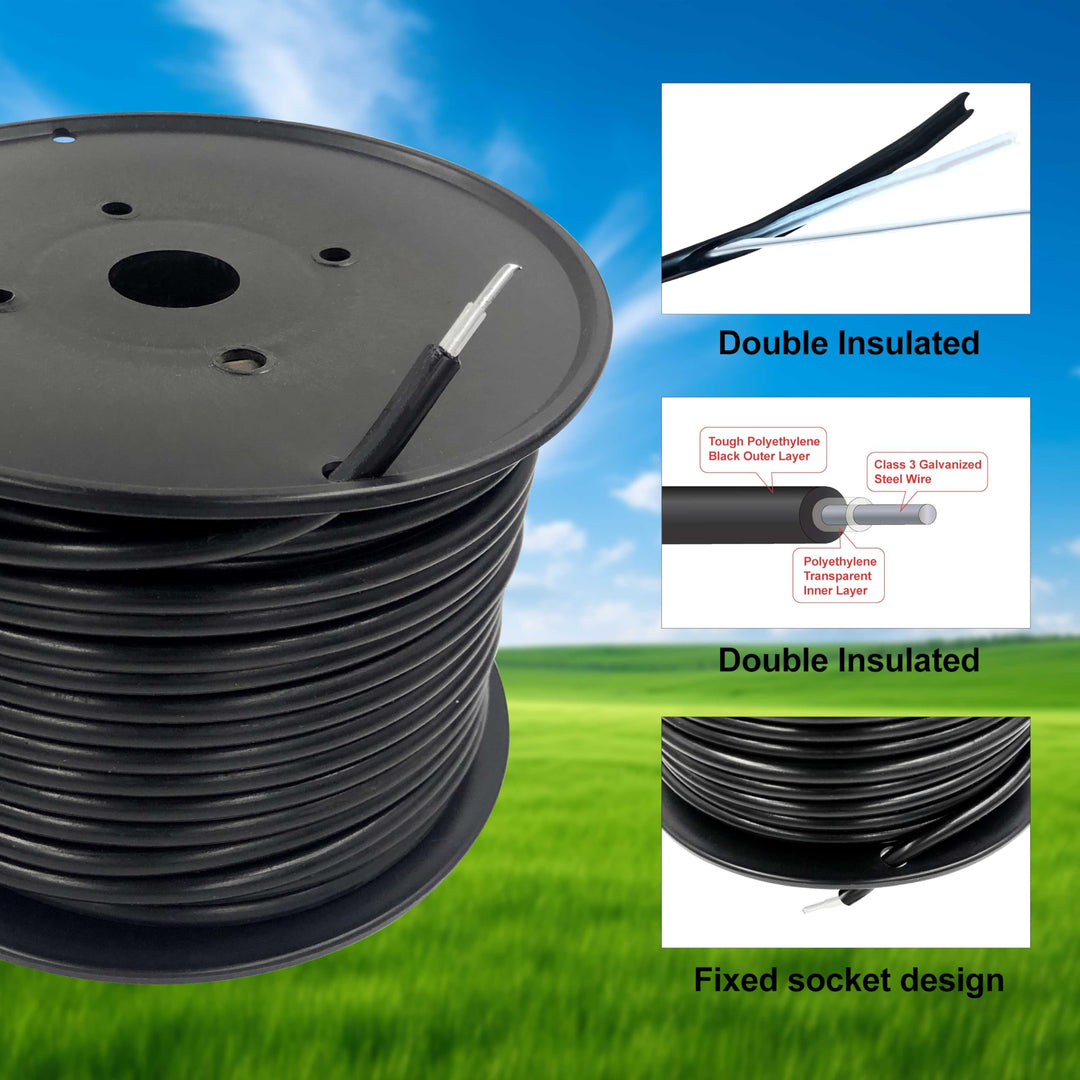 Electric Fence Double Insulated Underground Hard Cable (164Ft, 12-1/2Gauge)