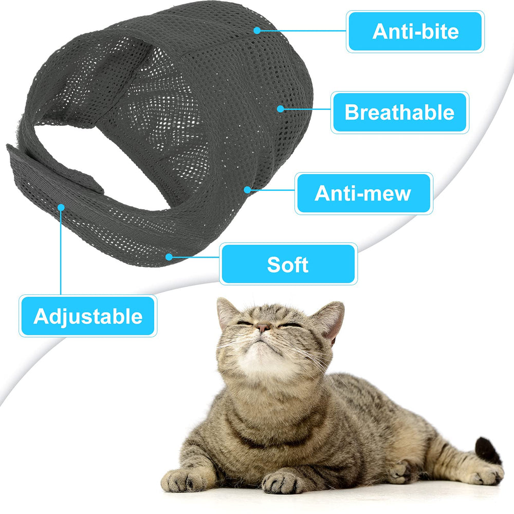 5 Pcs Cat Bathing Bag Set Cat Grooming Bag Adjustable Pet Shower Net Bag Muzzles Nail Clipper Tick Remover Tool Massage Brush (Grey-White)