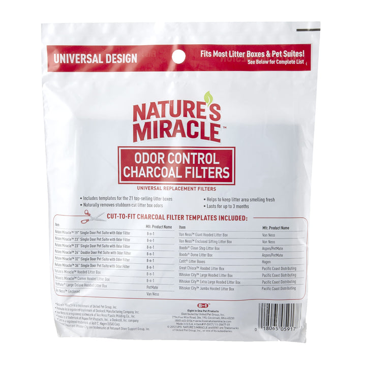 Natures Miracle Odor Control Universal Charcoal Filter, 2-Pack