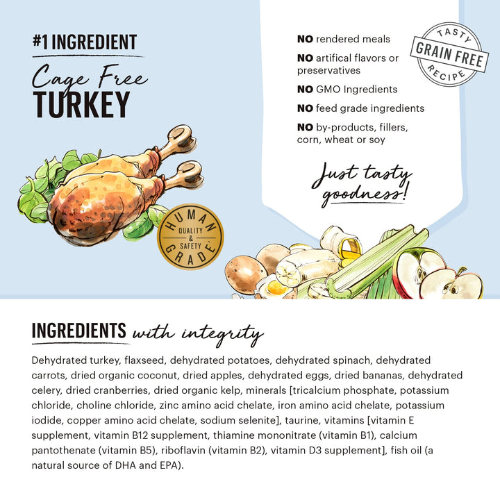 Human Grade Dehydrated Grain Free Dog Food – Complete Meal or Dog Food Topper – Turkey 10 lb (makes 40 lbs)