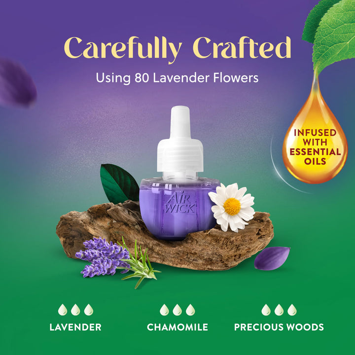 Scented Oil Refill Plug in Air Freshener Essential Oils, Lavender & Chamomile, 5 Refills, 3.38oz