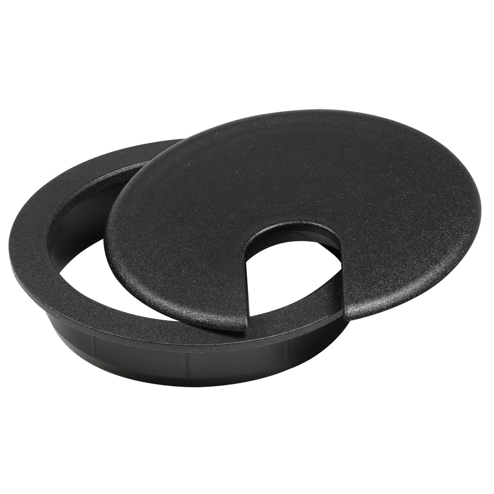 5 Pack Hardware 3 (76mm) Black Round Computer Desk Table Port Wire Cable Cord Organizer Hole Cover Grommet, ROKRG3BLK