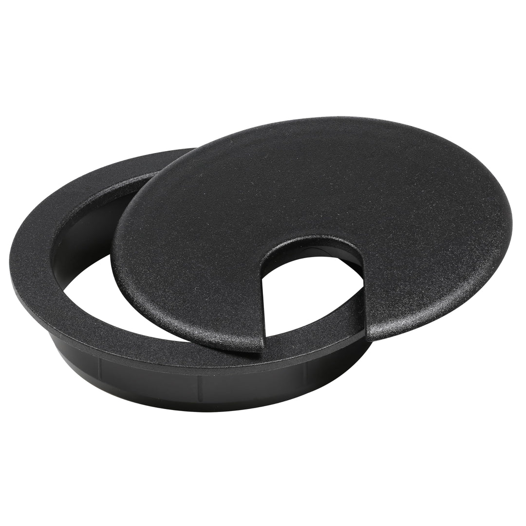 5 Pack Hardware 3 (76mm) Black Round Computer Desk Table Port Wire Cable Cord Organizer Hole Cover Grommet, ROKRG3BLK
