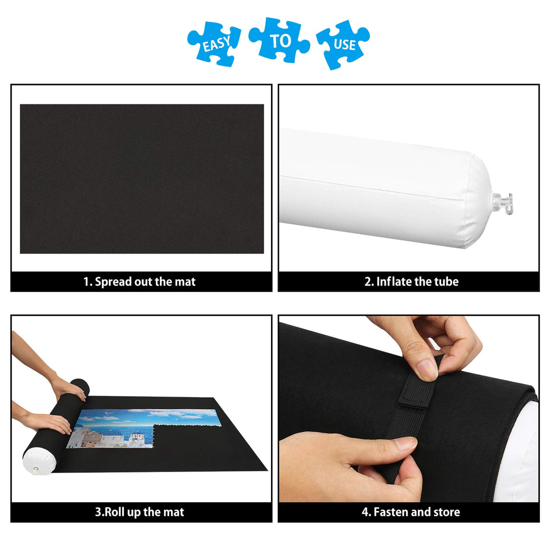 Lavievert Jigsaw Puzzle Roll Mat Puzzle Storage Saver Black Felt Mat, Long Box Package, No Folded Creases, Jigroll Up to 1,500 Pieces - Comes with A Drawstring Opening Design Bag