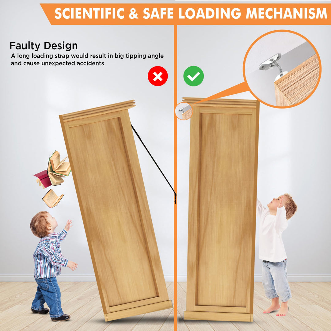 Furniture Anchors and Straps (Pack of 10) for Dresser, Bookcase, Shelves and Earthquake Resistant Anti Tip Safety for Child, Pet and Baby Proofing